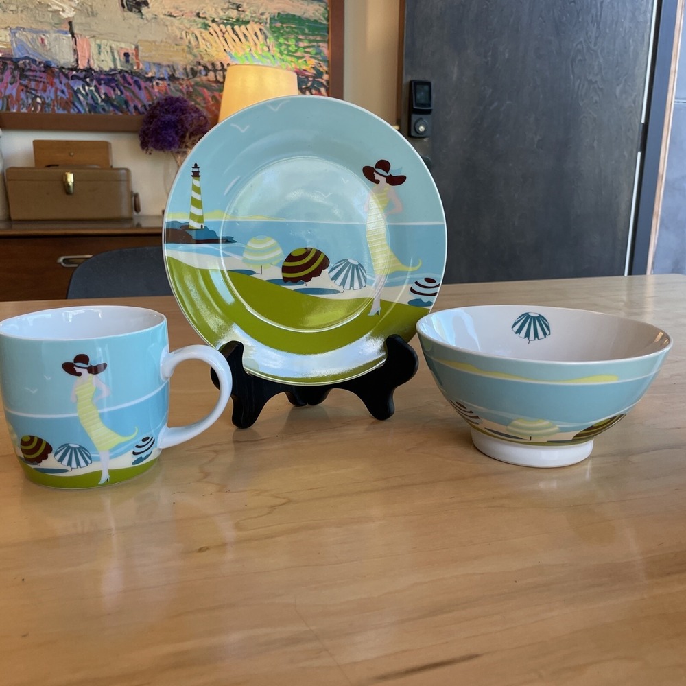 DANICA BEACH BREAKFAST SET OF 3‎ INCLUDES 12oz LARGE CUP, PLATE AND BOWL
